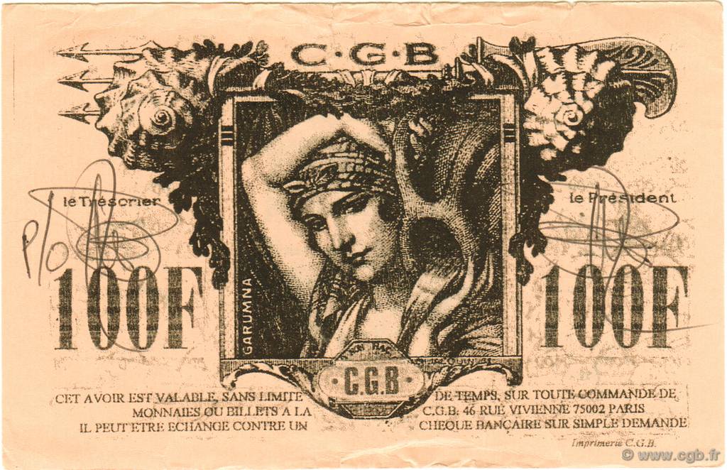 100 Francs FRANCE regionalismo e varie  1992  BB