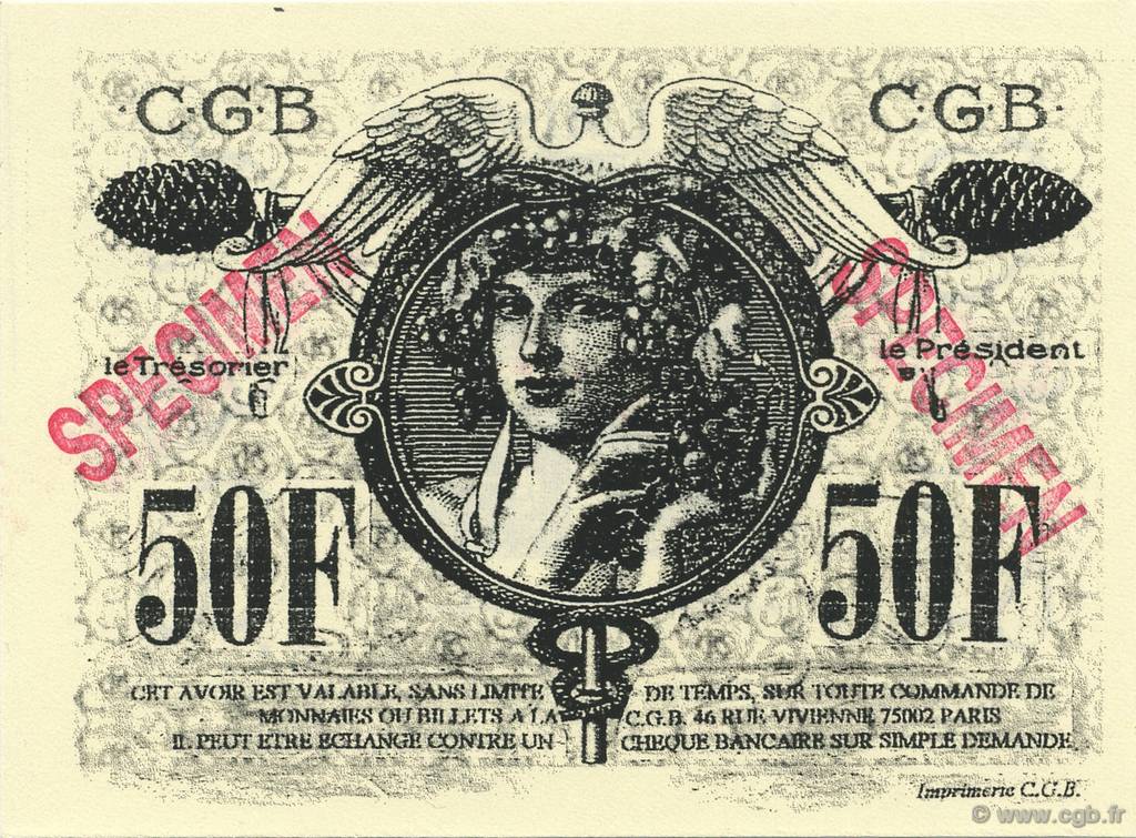 50 Francs Spécimen FRANCE regionalism and miscellaneous  1993  UNC