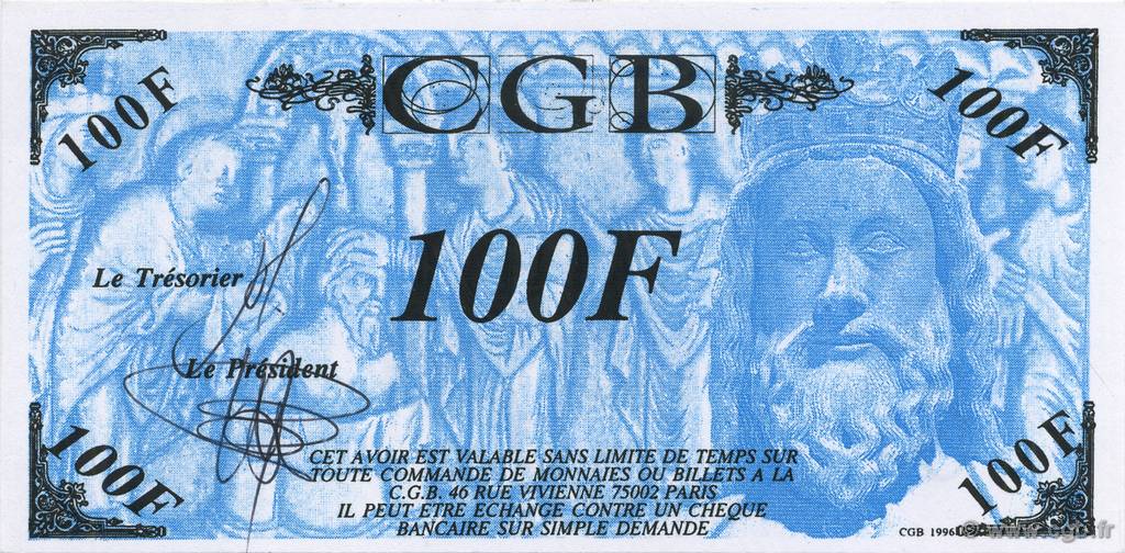 100 Francs Clovis FRANCE Regionalismus und verschiedenen  1996  fST+