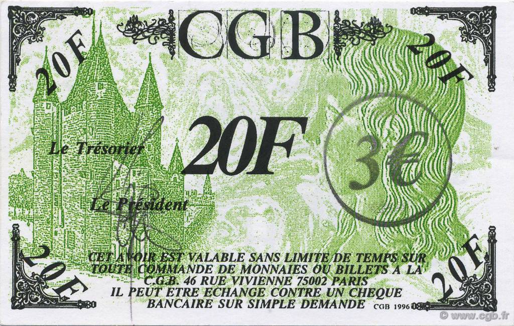 3 Euro sur 20 Francs Louis XVII FRANCE regionalism and various  2001  UNC-