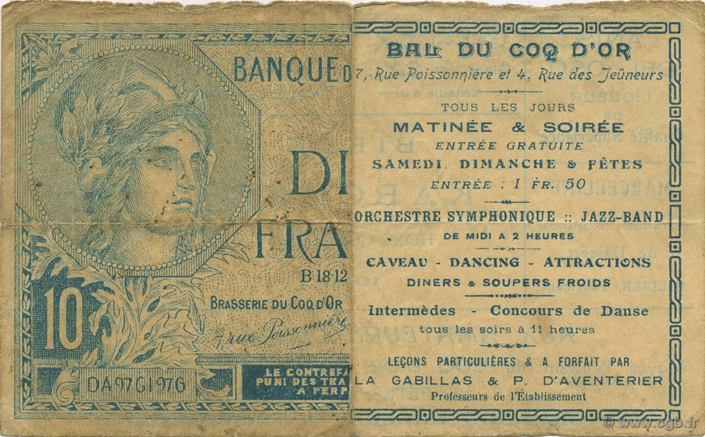 10 Francs FRANCE regionalismo y varios  1930  BC+