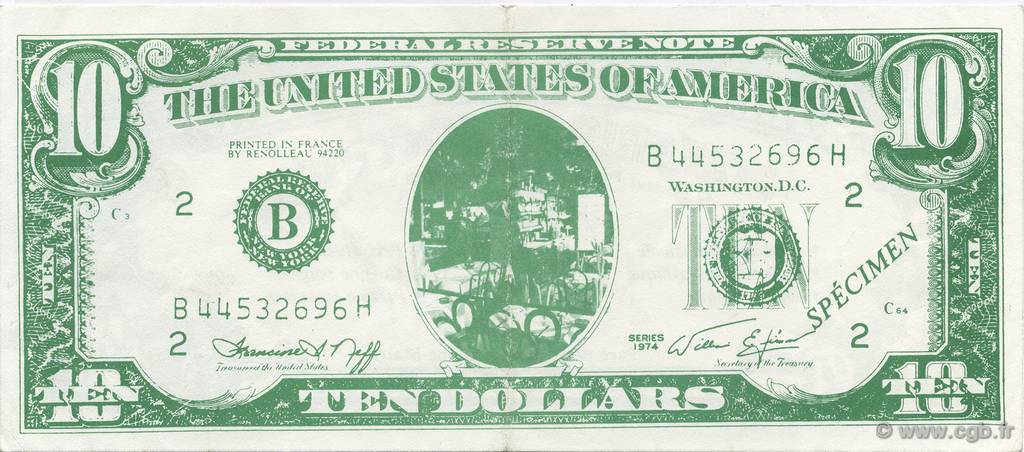 10 Dollars FRANCE Regionalismus und verschiedenen  1974  VZ