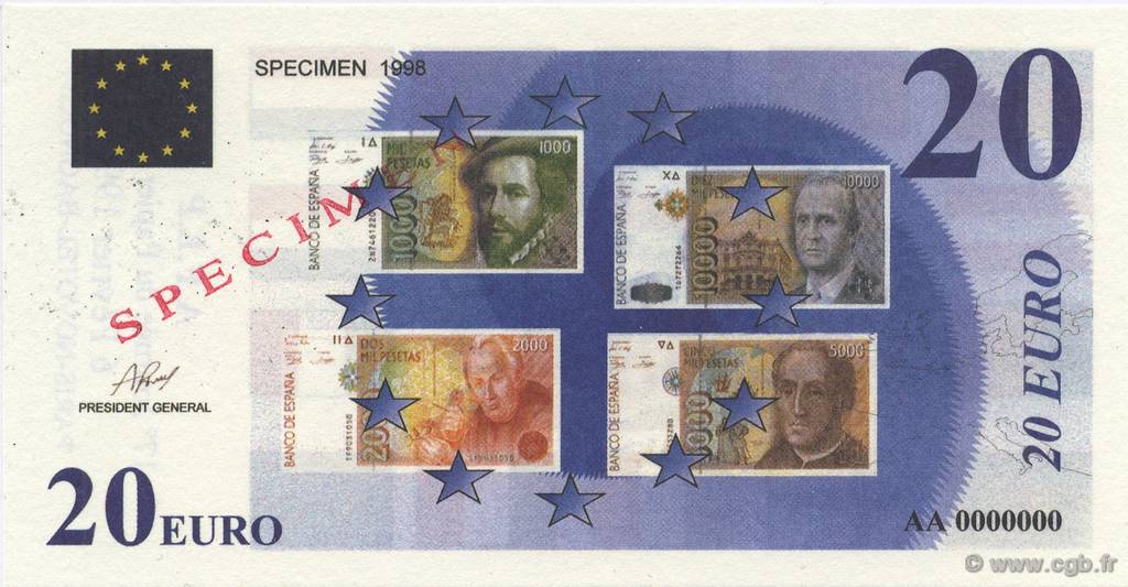 20 Euro AFEP Spécimen FRANCE regionalism and various  1999  UNC