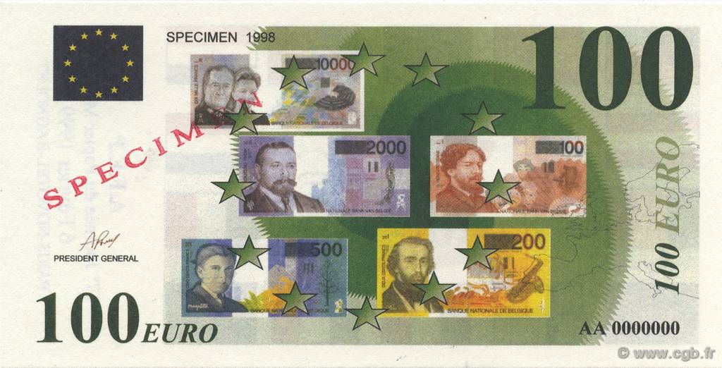 100 Euro AFEP Spécimen FRANCE Regionalismus und verschiedenen  1999  ST