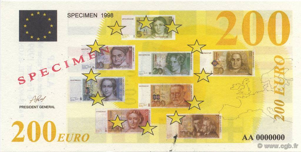 200 Euro AFEP Spécimen FRANCE regionalism and various  1999  UNC