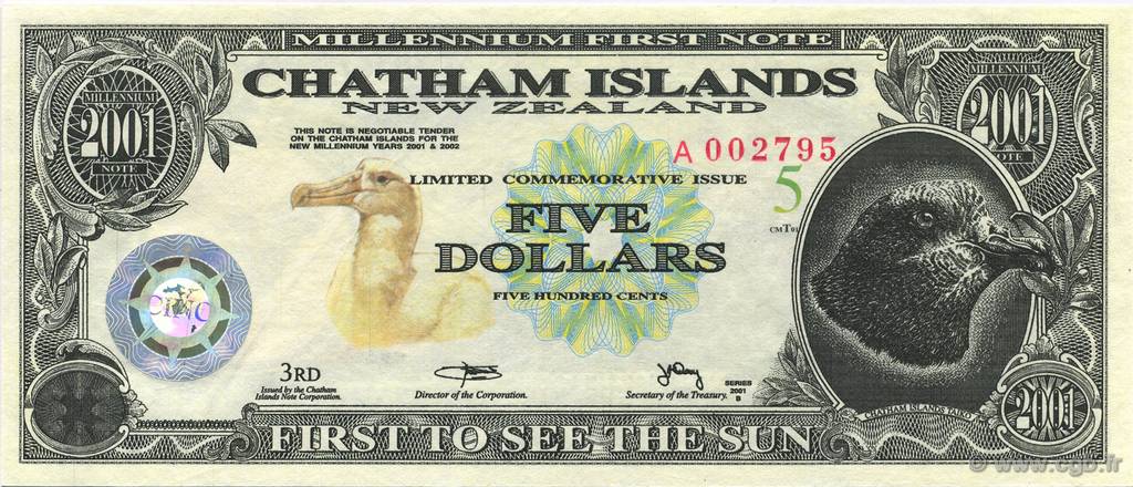 5 Dollars CHATHAM ISLANDS  2001  ST