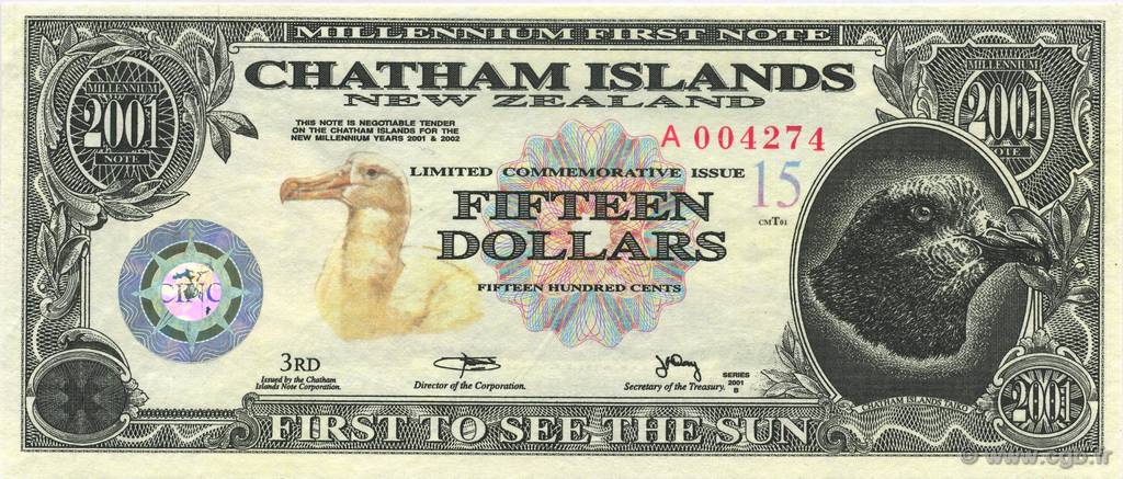 15 Dollars CHATHAM ISLANDS  2001  ST