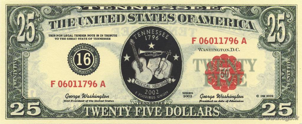25 Dollars UNITED STATES OF AMERICA  2002  UNC