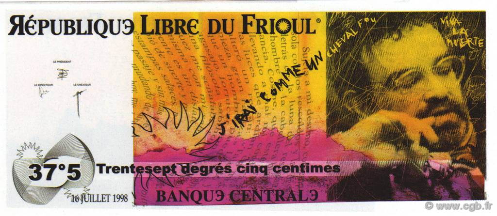 37 Degrés 5 Centimes FRANCE regionalism and miscellaneous  1998  UNC