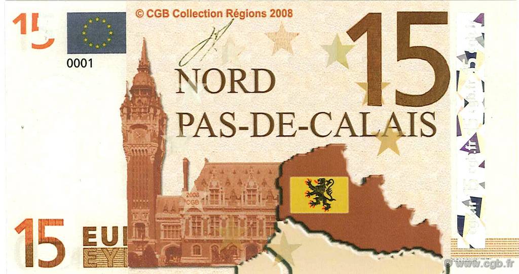15 Euro FRANCE regionalismo e varie  2008  FDC