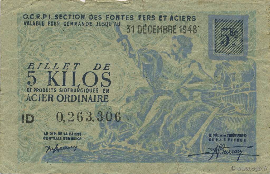 5 Kilos FRANCE regionalism and miscellaneous  1940  VF+