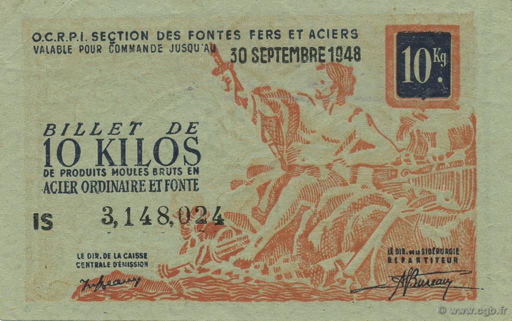 10 Kilos FRANCE regionalism and various  1940  VF+