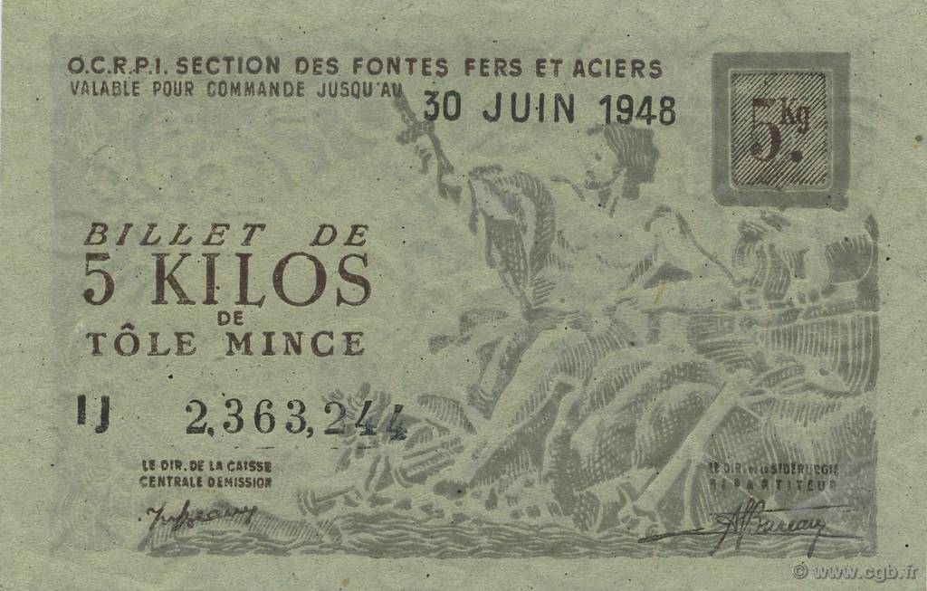 5 Kilos FRANCE regionalism and miscellaneous  1940  XF
