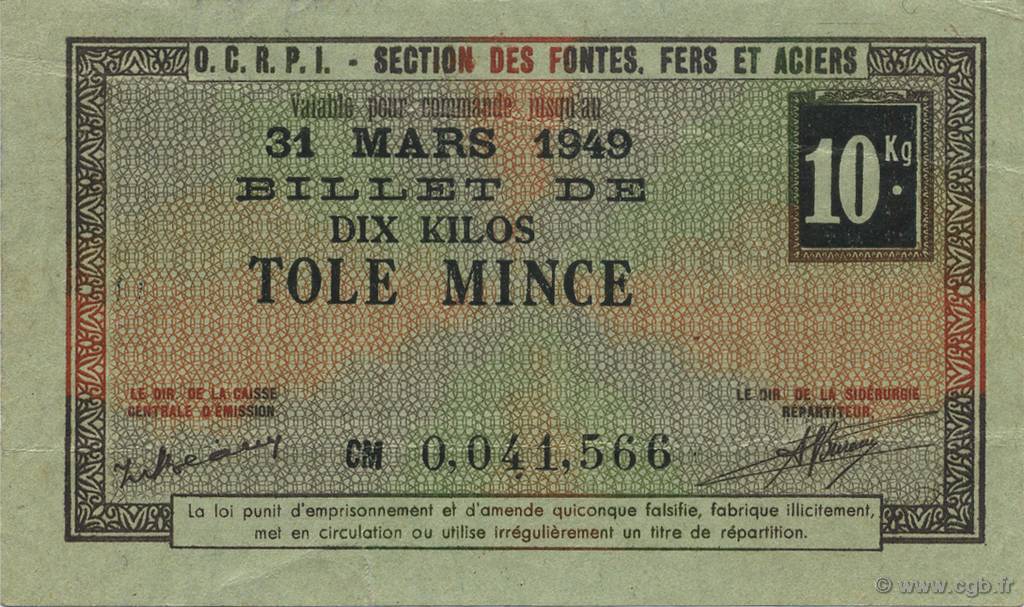 10 Kilos FRANCE régionalisme et divers  1940  SUP