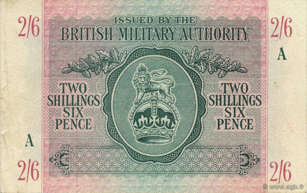 2 Shillings 6 Pence ENGLAND  1943 P.M003 VF+