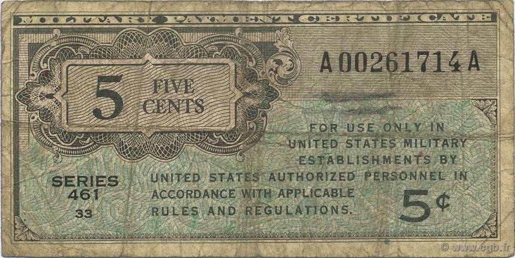 5 Cents VEREINIGTE STAATEN VON AMERIKA  1946 P.M001 S