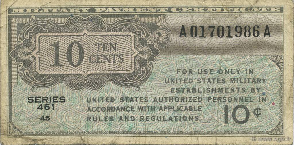 10 Cents UNITED STATES OF AMERICA  1946 P.M002 F