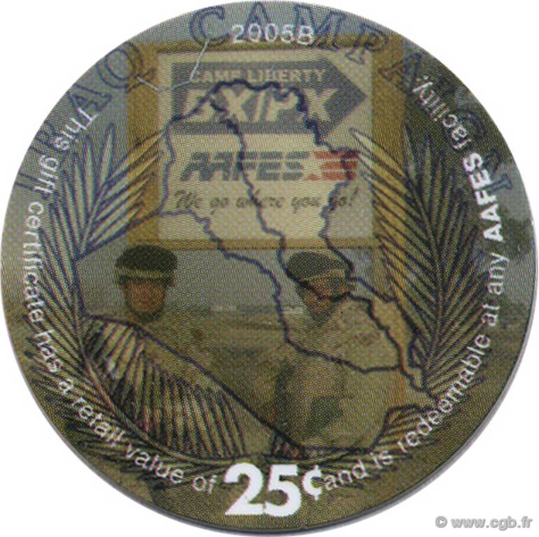25 Cents AAFES ÉTATS-UNIS D AMÉRIQUE  2005 P.M333 NEUF