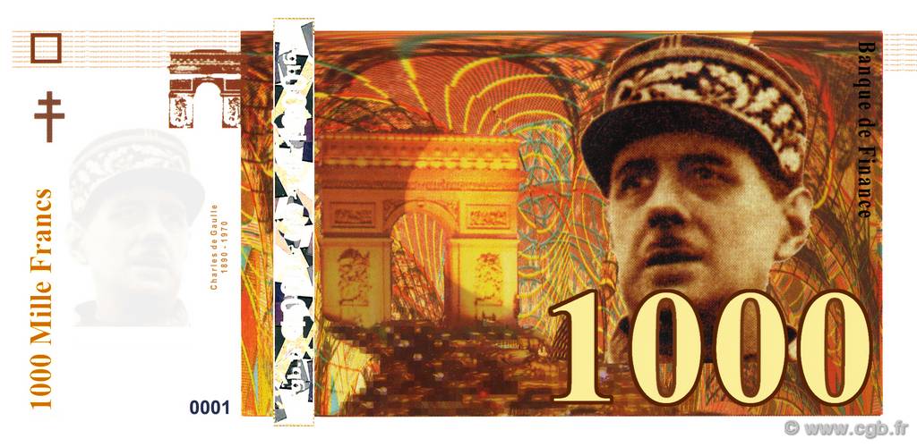 1000 Francs De Gaulle FRANCE regionalismo y varios  2008  FDC