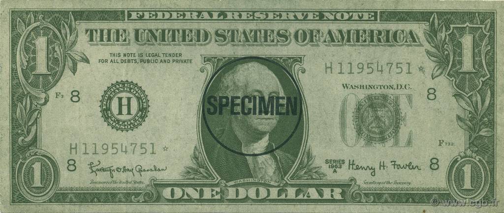 1 Dollar Spécimen ÉTATS-UNIS D AMÉRIQUE  1963  TTB