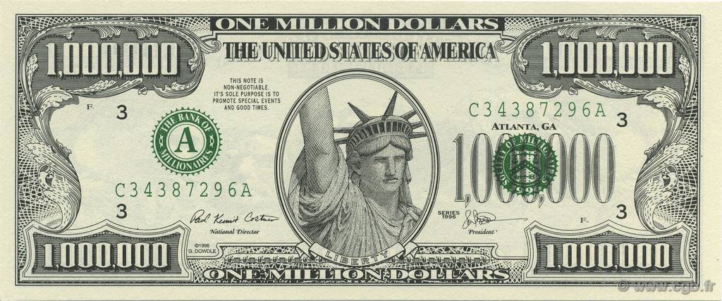 1000000 Dollars ÉTATS-UNIS D AMÉRIQUE  1996  NEUF