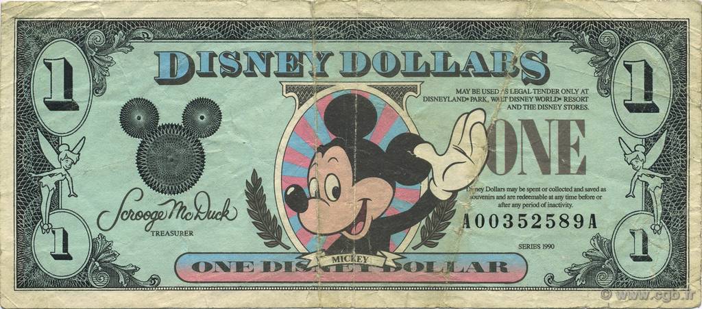 1 Disney dollar ÉTATS-UNIS D AMÉRIQUE  1990  TTB