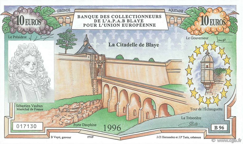 10 Euro / 70 Francs FRANCE Regionalismus und verschiedenen  1996  ST