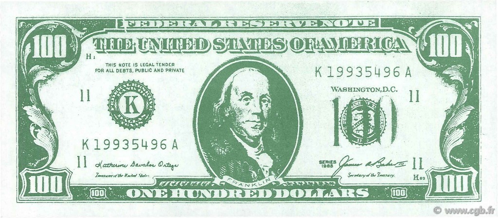 100 Dollars UNITED STATES OF AMERICA  1985  UNC