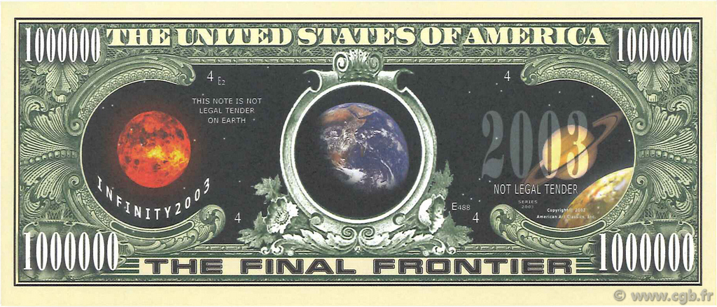 1000000 Dollars STATI UNITI D AMERICA  2003  FDC