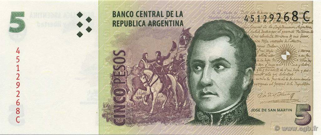 5 Pesos ARGENTINA  2003 P.353 UNC