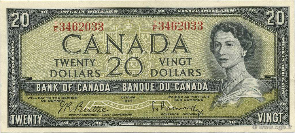 20 Dollars CANADá
  1954 P.080b FDC