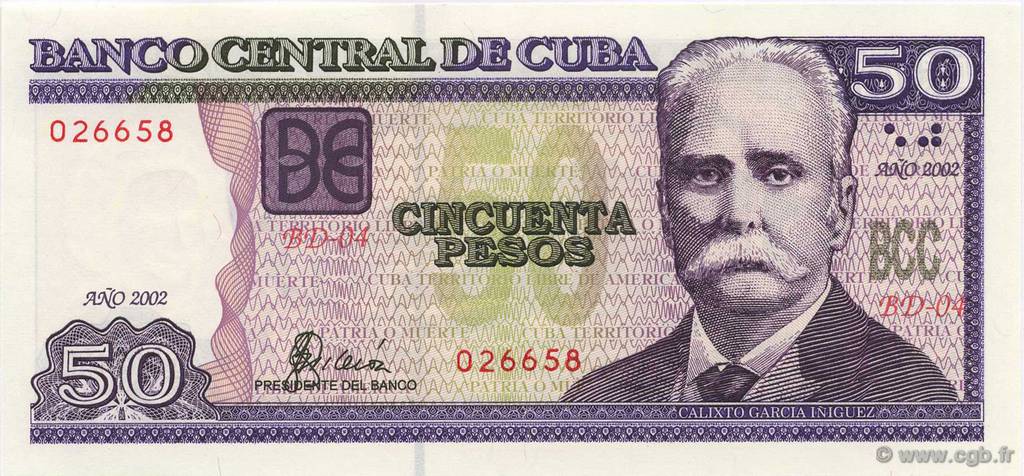 50 Pesos CUBA  2002 P.121A UNC