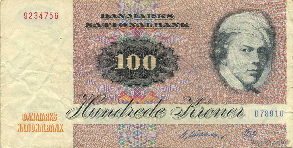 100 Kroner DANEMARK  1989 P.051s TTB