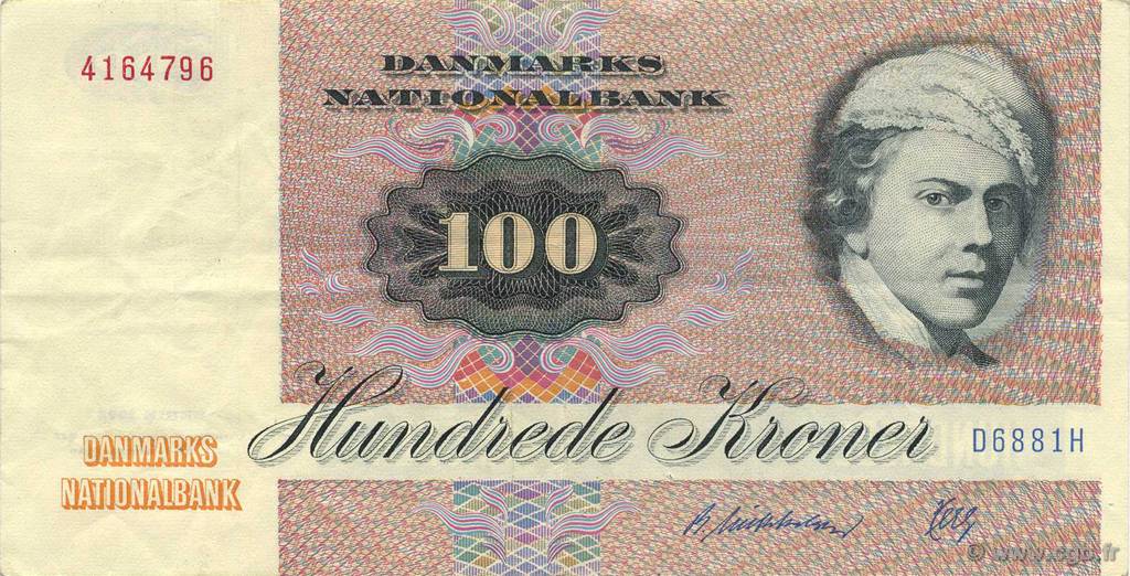 100 Kroner DÄNEMARK  1988 P.051r SS