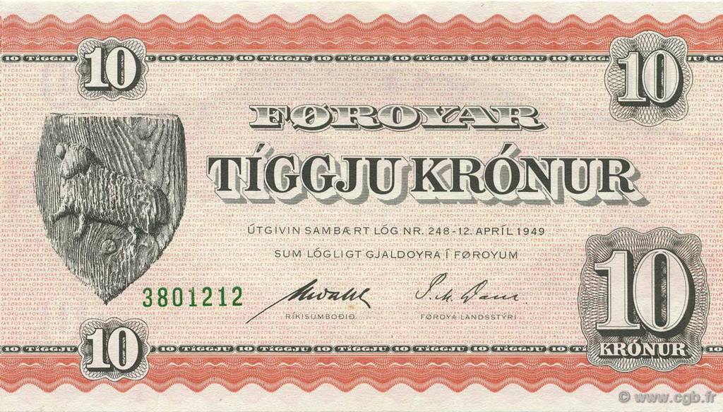 10 Kroner FAEROE ISLANDS  1954 P.14b UNC