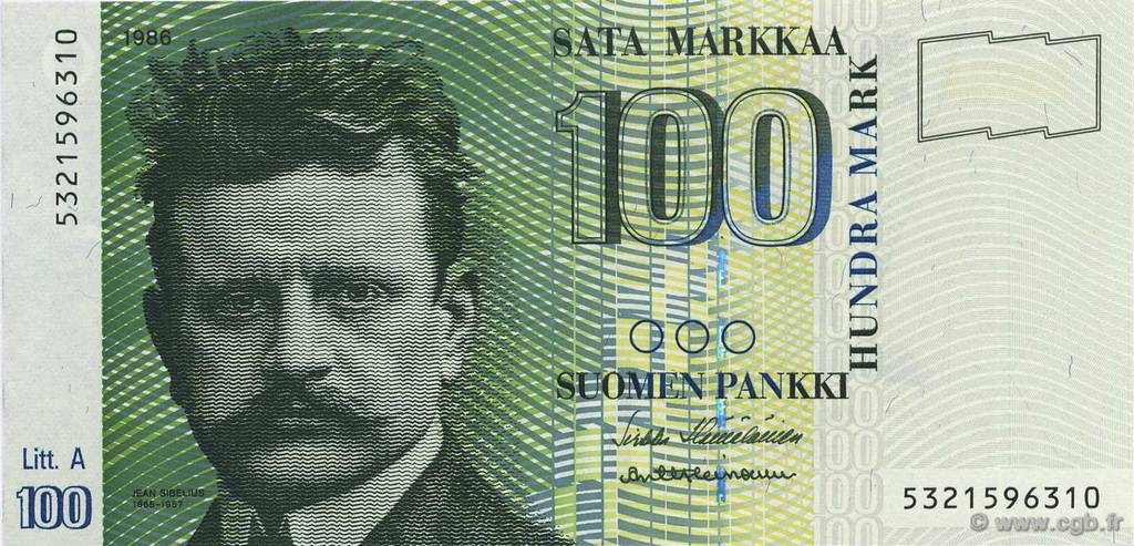 100 Markkaa FINLANDIA  1991 P.119 FDC