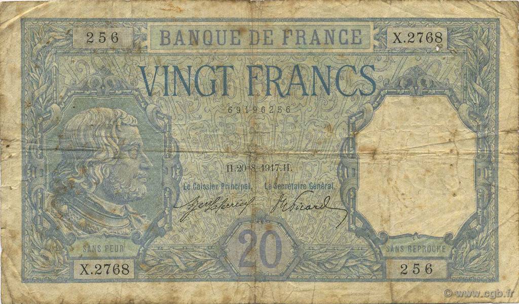 20 Francs BAYARD FRANCIA  1917 F.11.02 q.MB