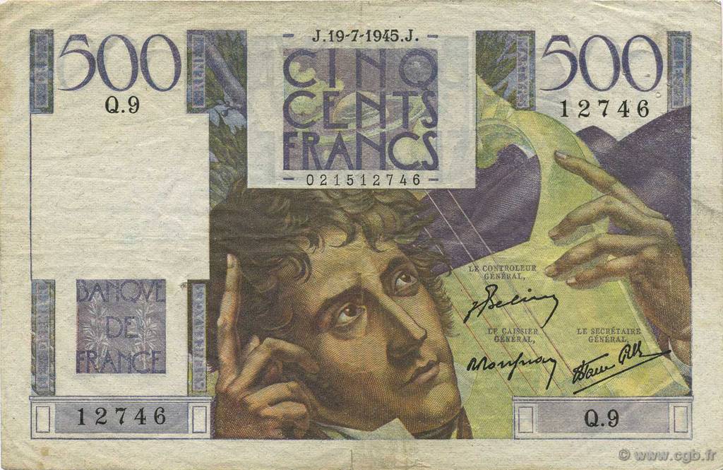 500 Francs CHATEAUBRIAND FRANCIA  1945 F.34.01 BC+