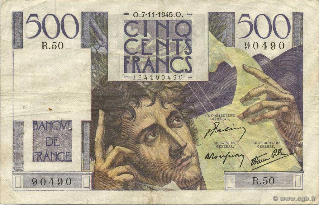 500 Francs CHATEAUBRIAND FRANCIA  1945 F.34.03 MBC
