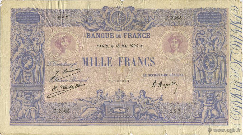 1000 Francs BLEU ET ROSE FRANCIA  1926 F.36.42 BC
