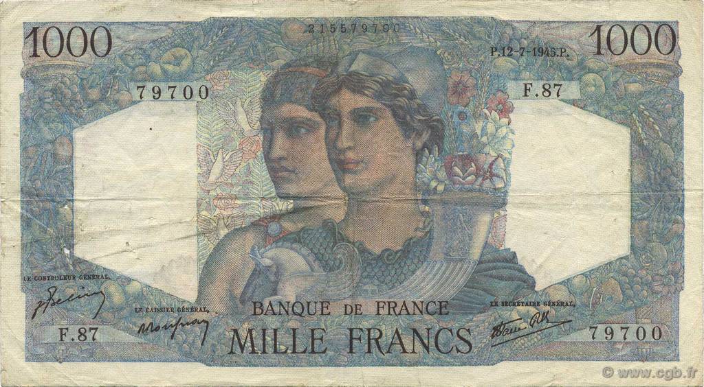 1000 Francs MINERVE ET HERCULE FRANCIA  1945 F.41.06 q.BB