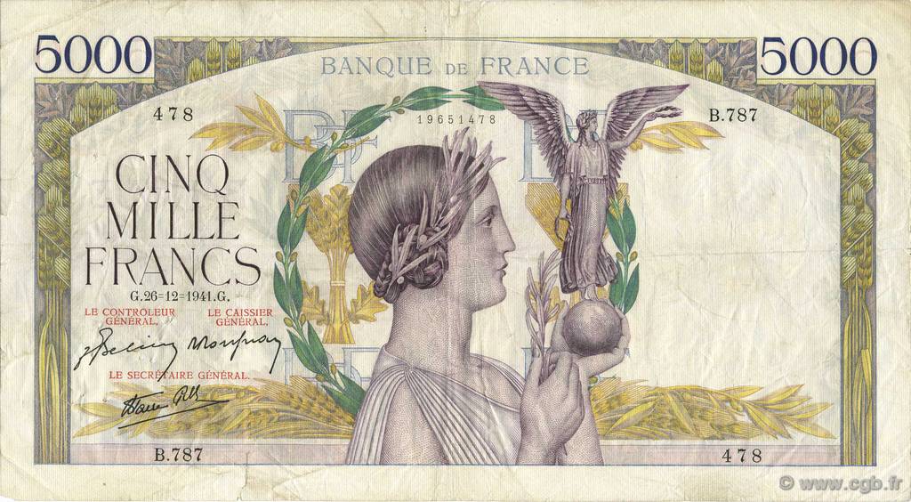 5000 Francs VICTOIRE Impression à plat FRANCIA  1941 F.46.31 BC
