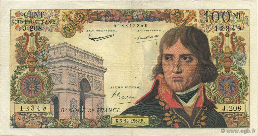 100 Nouveaux Francs BONAPARTE FRANCIA  1962 F.59.18 BC+