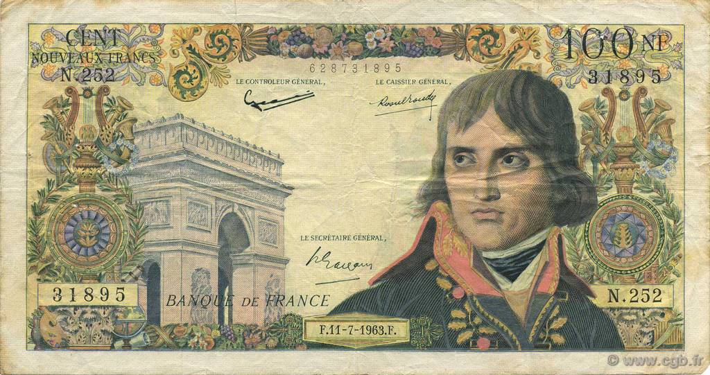 100 Nouveaux Francs BONAPARTE FRANCIA  1963 F.59.22 BC