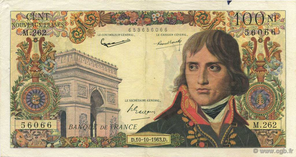 100 Nouveaux Francs BONAPARTE FRANCIA  1963 F.59.23 q.BB