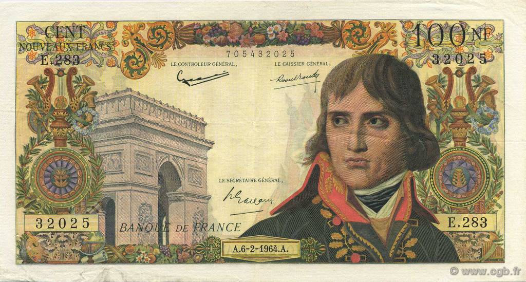 100 Nouveaux Francs BONAPARTE FRANCIA  1964 F.59.25 SPL