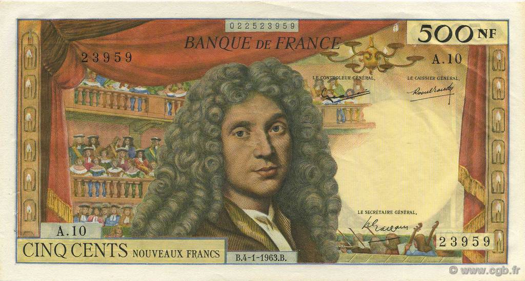 500 Nouveaux Francs MOLIÈRE FRANKREICH  1963 F.60.04 VZ+