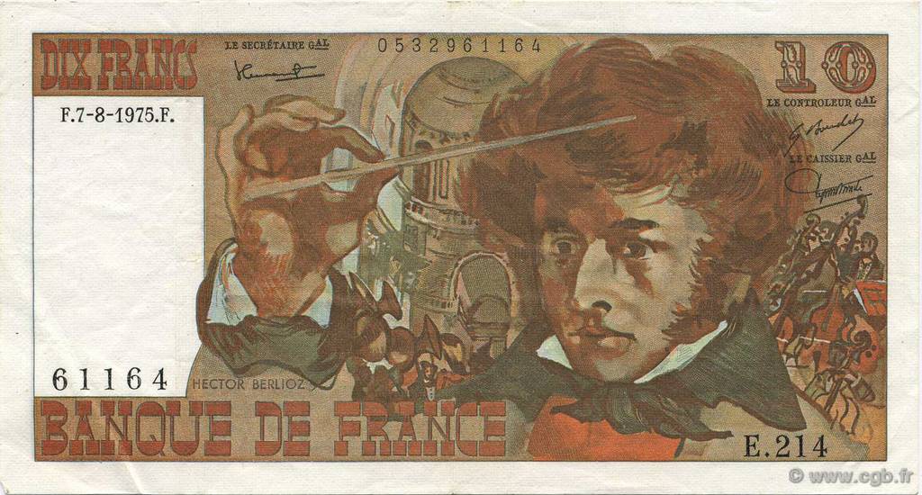 10 Francs BERLIOZ FRANCE  1975 F.63.12 SUP