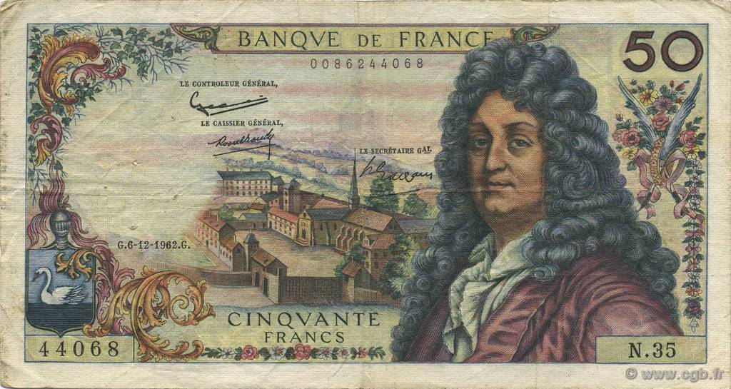 50 Francs RACINE FRANCIA  1962 F.64.03 BC
