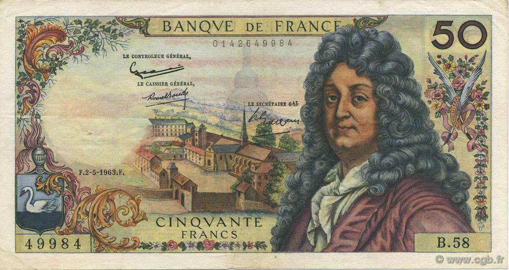 50 Francs RACINE FRANCIA  1963 F.64.05 MBC